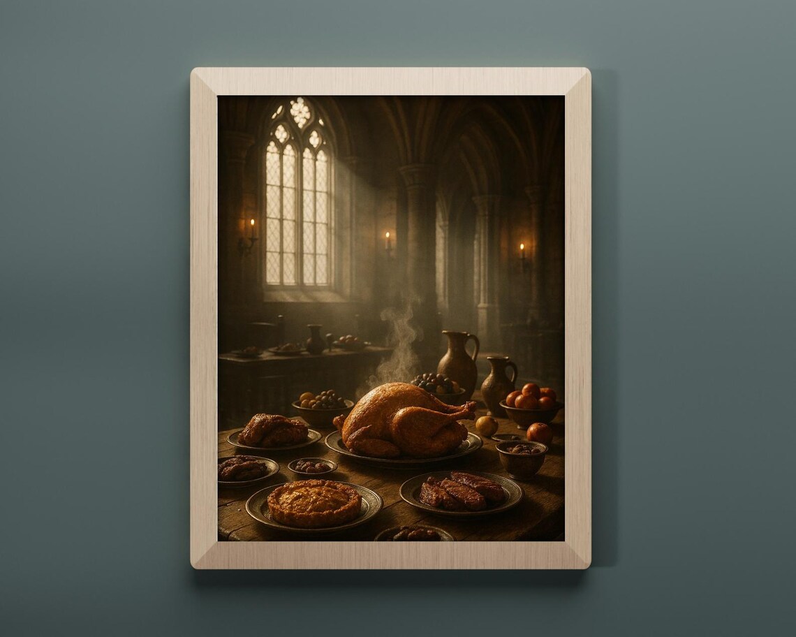 Medieval Feast, Dark Academia Dining Art Print - Image 4