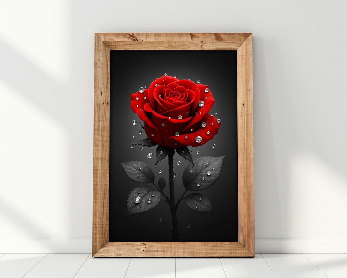 Dramatic Red Rose Gothic Floral Art Print - Image 4
