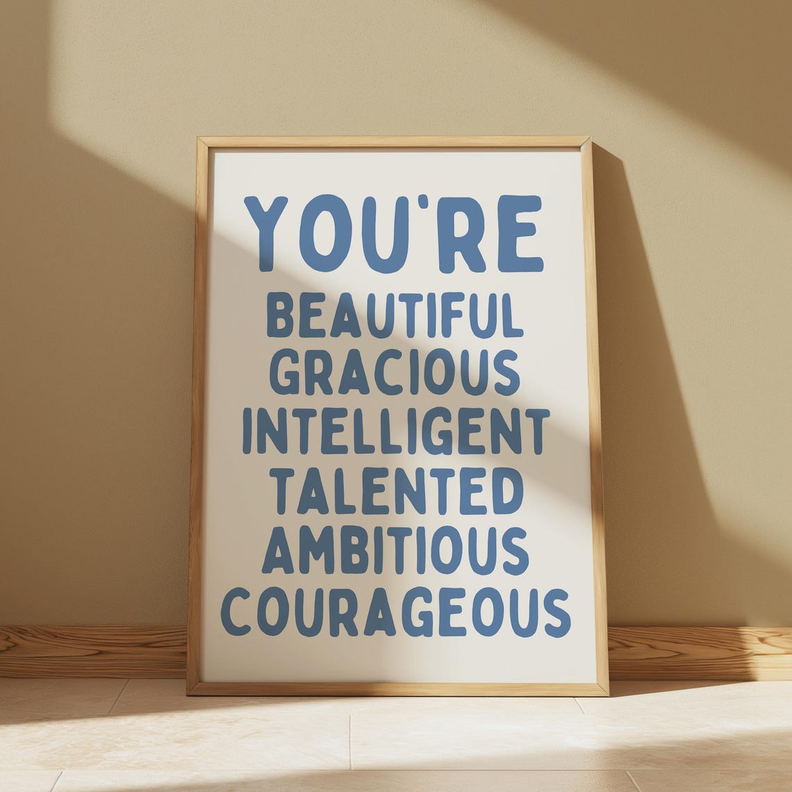 You Are Affirmation Art Poster Wall Minimalist Print Pastel Blue Amazing Self Love