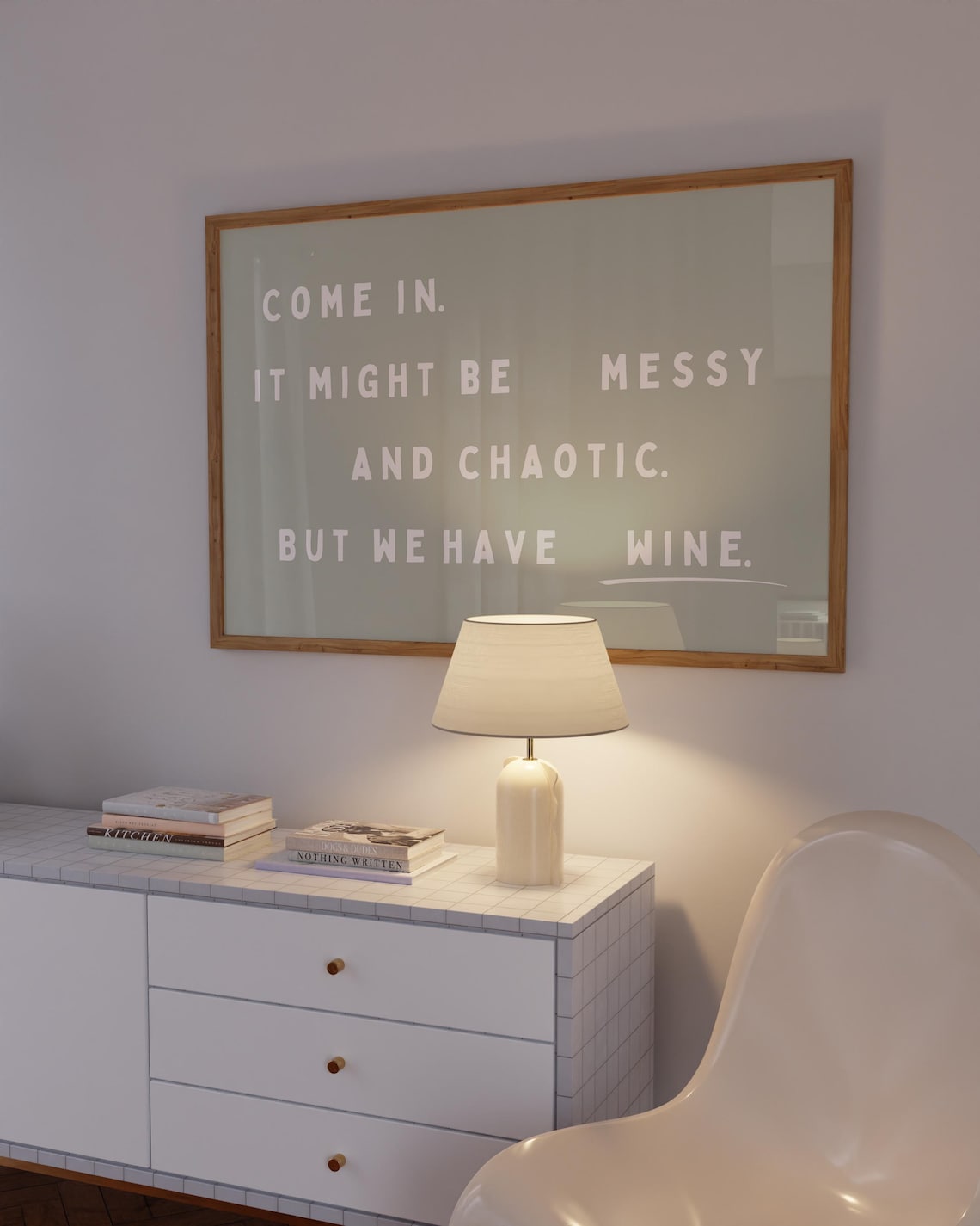 Come In It Might Be Messy Sage Green Funny Wine Quote Poster Art