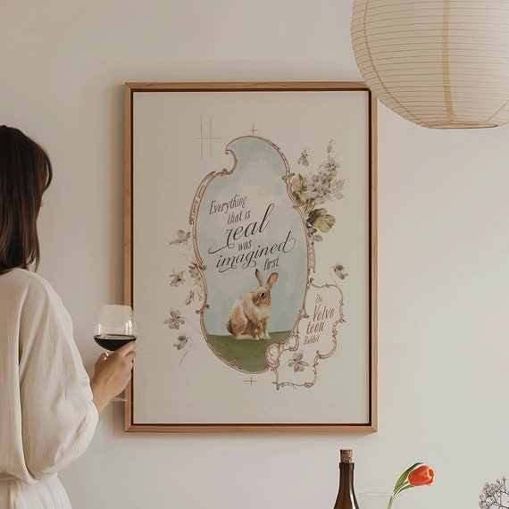Velveteen Rabbit Print Farmhouse Wall Art Vintage Apartment Decor Retro Cute Self Love Print Preppy Rabbit Print Gift For Book Lovers