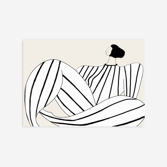 Abstract People Art Mid Century Modern Wall Minimalist Print Living Room Decor