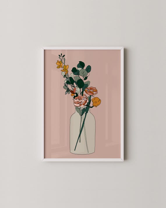Floral Bouquet In Vase Modern Botanical Wall Art Flower Poster Prints2paper