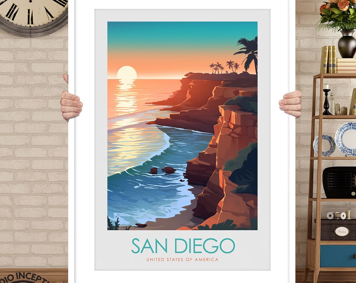 San Diego Travel Poster, Sunset Cliffs Home Decor - Image 3