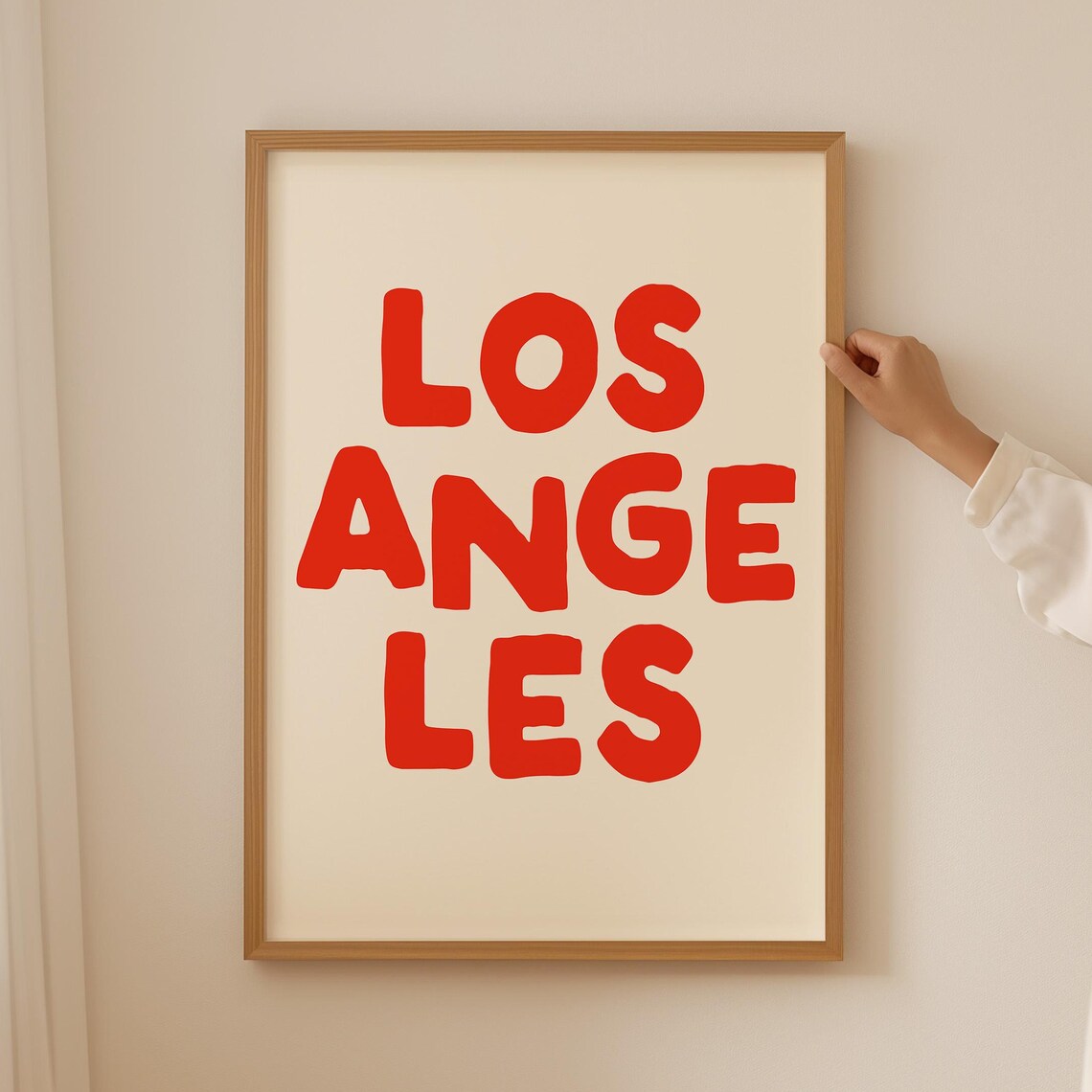 Los Angeles Bold Red Letters Cream Modern City Typography Poster