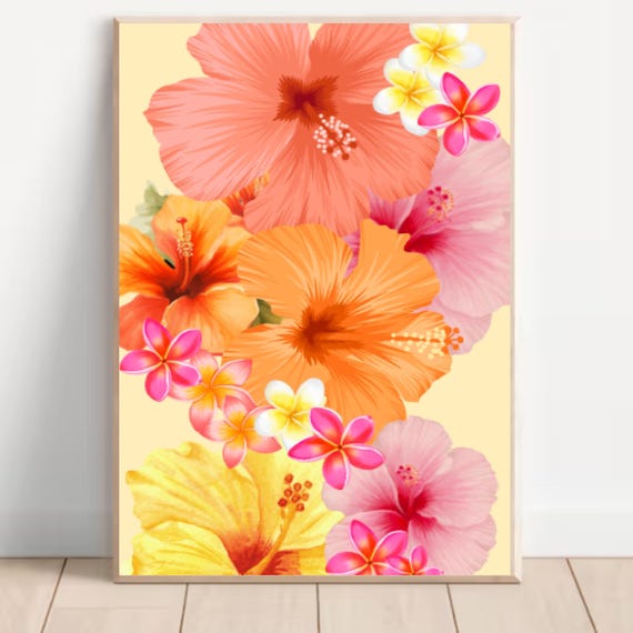 Hibiscus Hawaiian Tropical Flower Poster, Dorm Room Decor