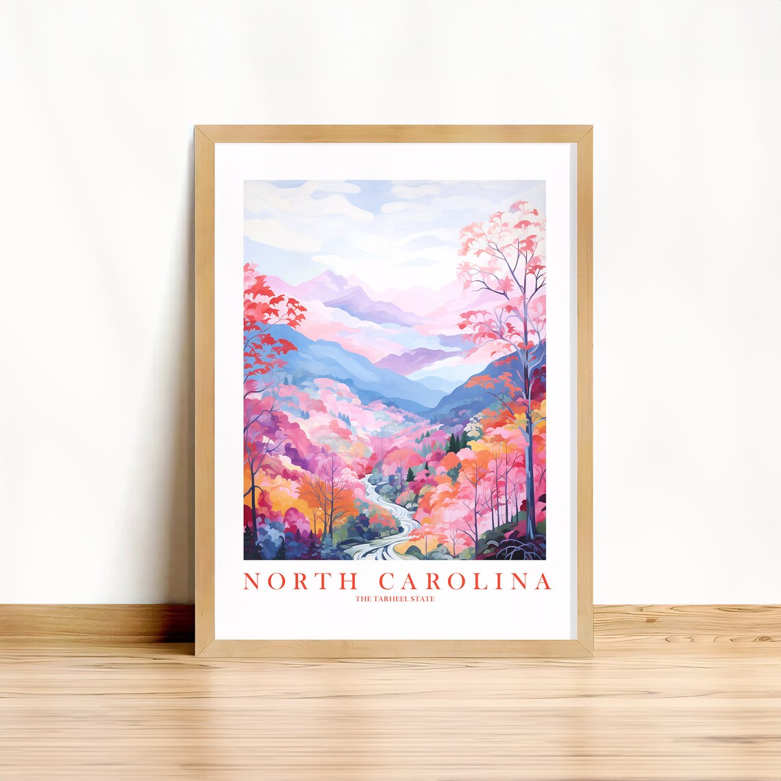 North Carolina Retro Travel Poster, Blue Ridge Mountains