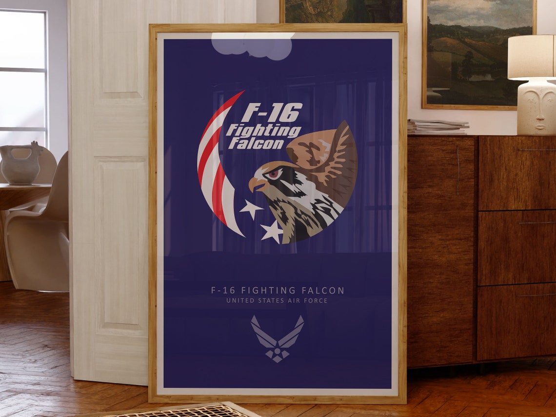 F 16 Fighting Falcon United States Air Force Eagle Emblem Navy Poster