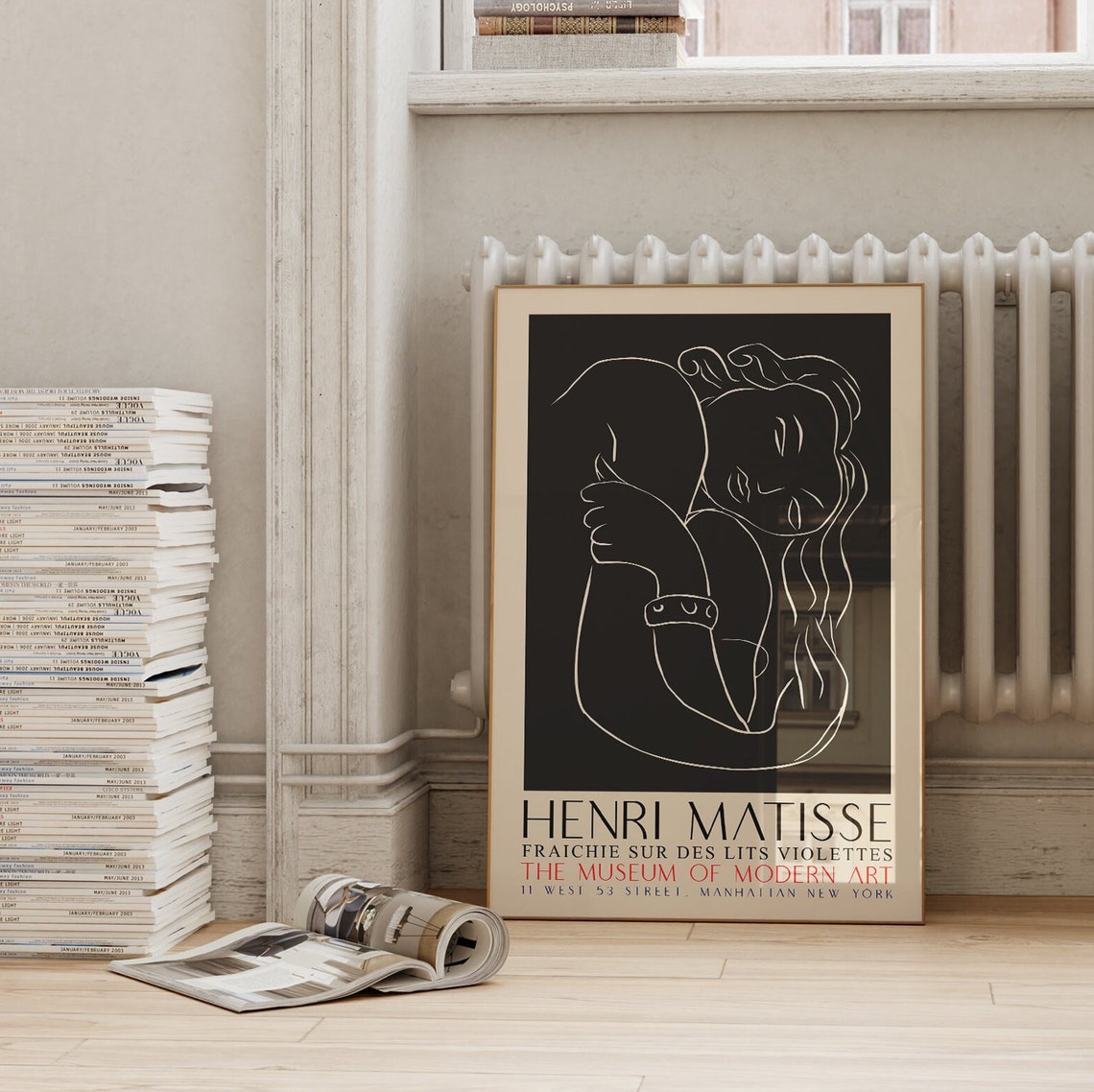 Henri Matisse Fraichie Sur Des Lits Violettes Reclining Line Poster - Image 2