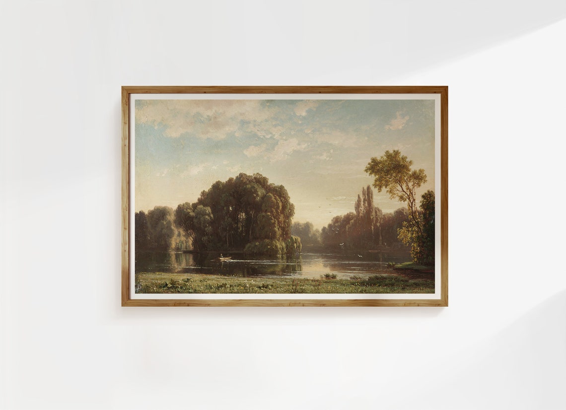 Rustic Ludwig Meixner 1856 English Garden Munich Lake Oil Poster