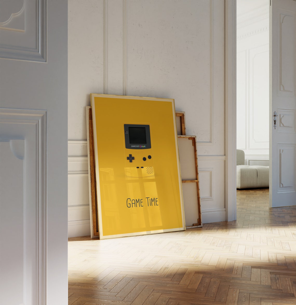Game Time Yellow Game Boy Color Retro Handheld Console Poster - Image 2
