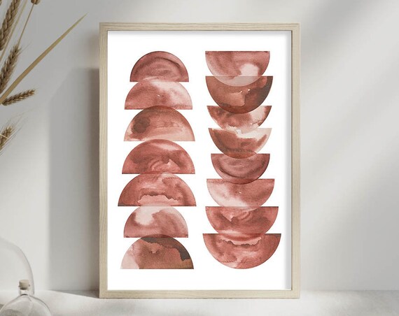 Abstract Geometric Print Abstract Wall Art Poster Art Mid Century Print Terracotta Print Modern Room Wall Art