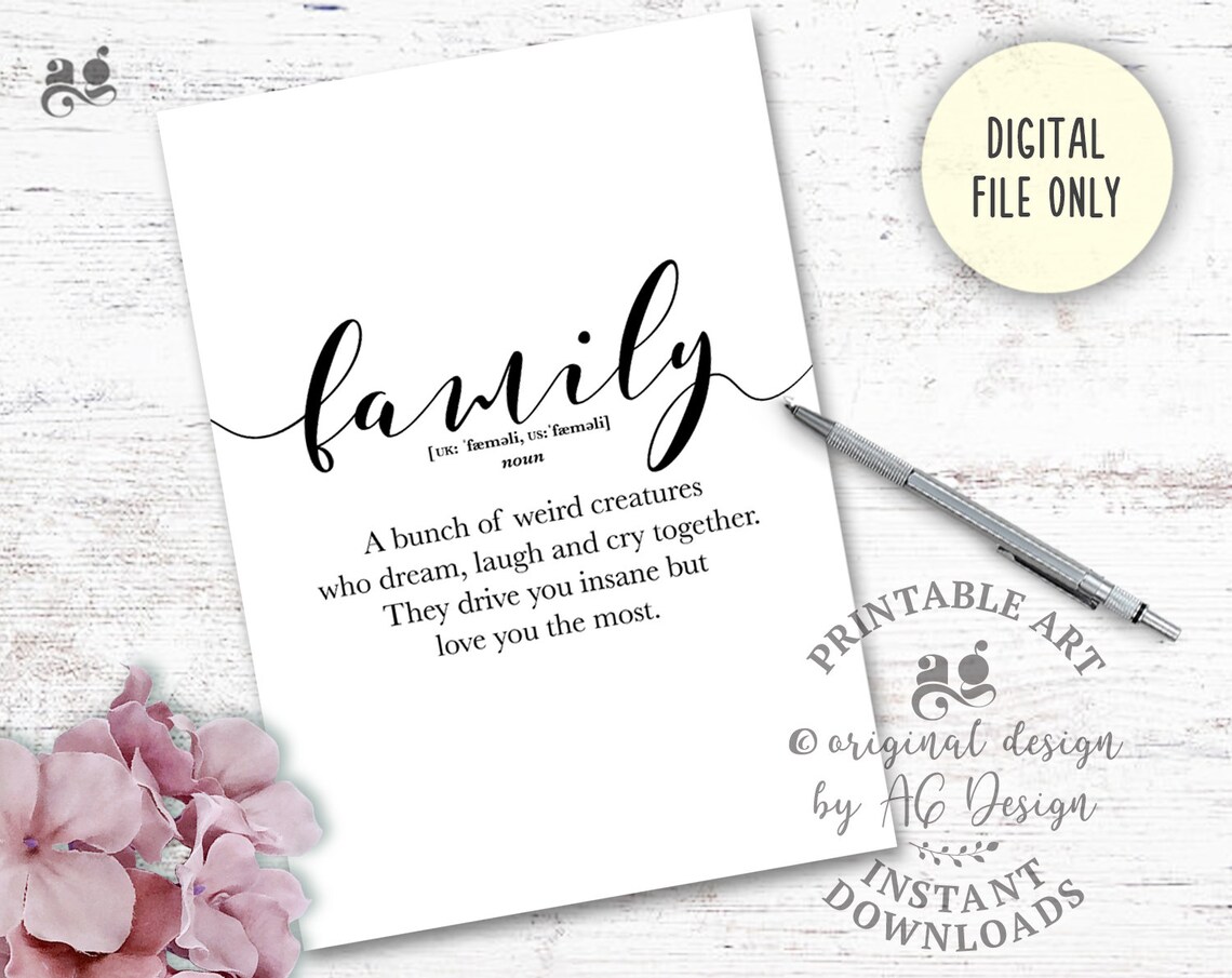 Family Quotes Word Definition Holiday Art Print - Image 3