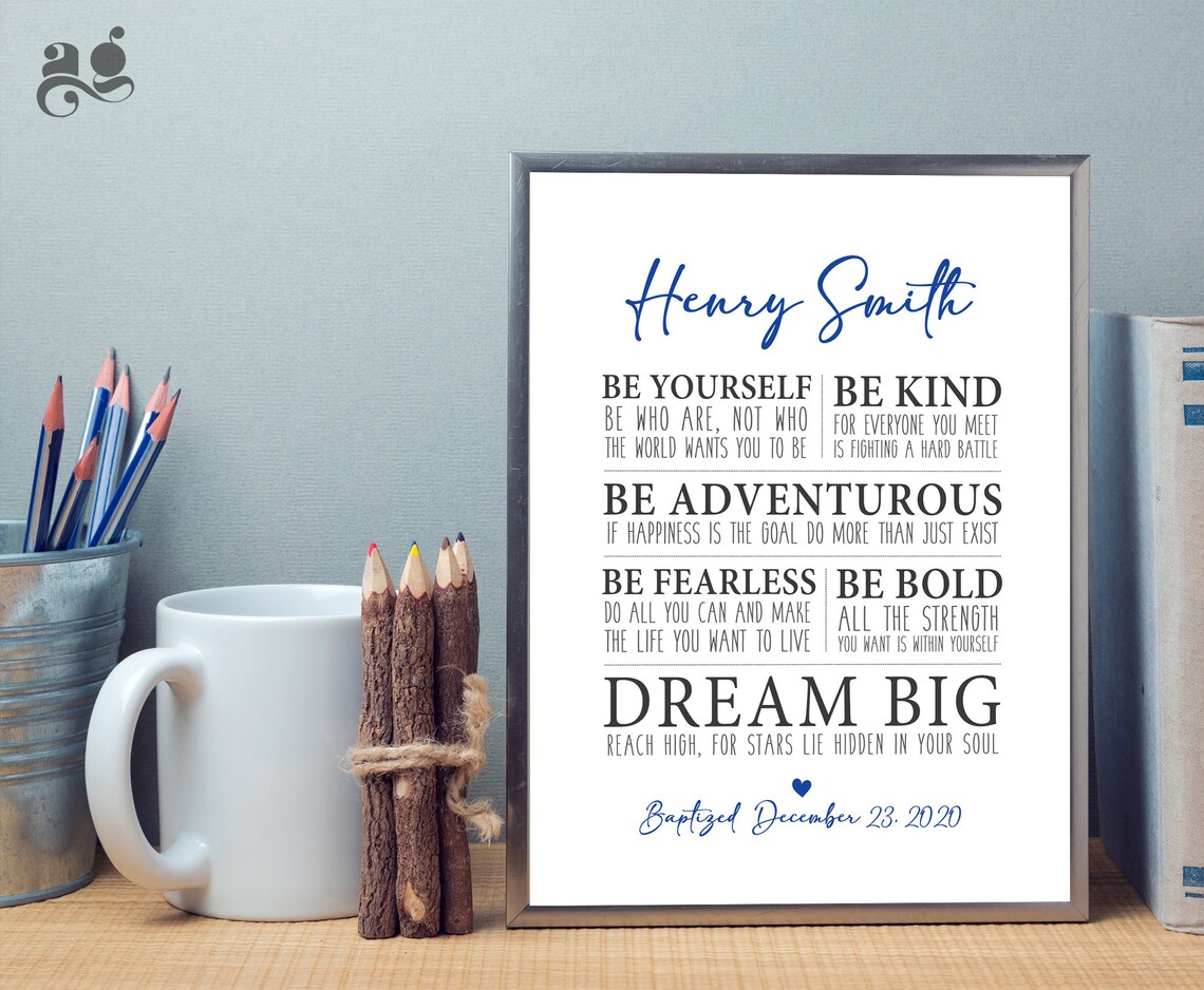 Personalized Baptism Poster with Inspirational Affirmations, Dream Big Decor - Image 2