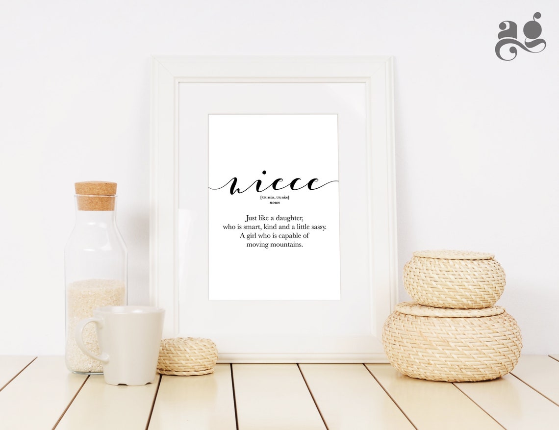 Niece Definition Smart Kind Sassy Script Typography Gift Poster - Image 3