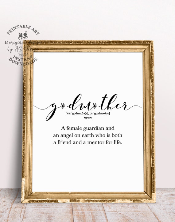 Godmother Definition Poster Gift For Godparent From Godson Goddaughter Baptism Christening Godmother Gift Godmother Wedding Gift