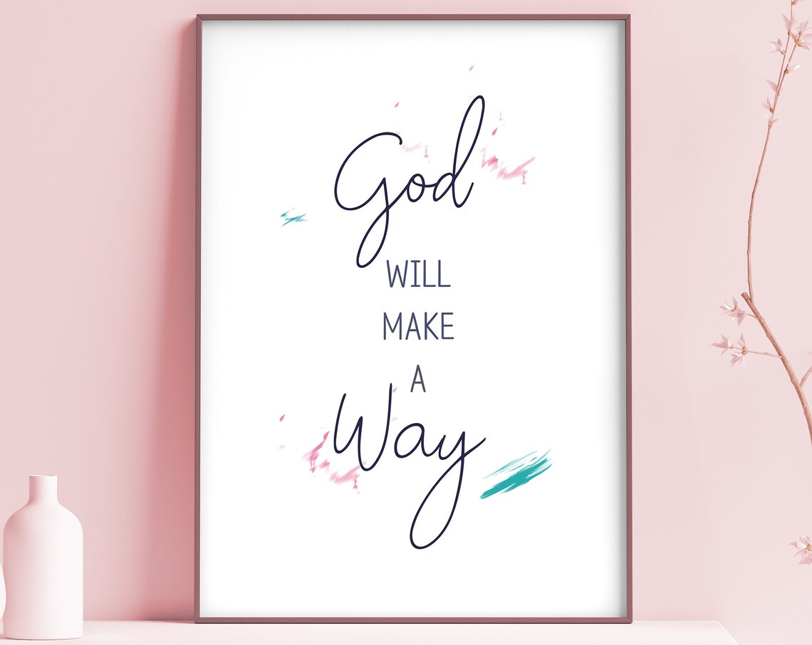 God Will Make A Way Brush Script Faith Encouragement Typography Wall Art - Image 2