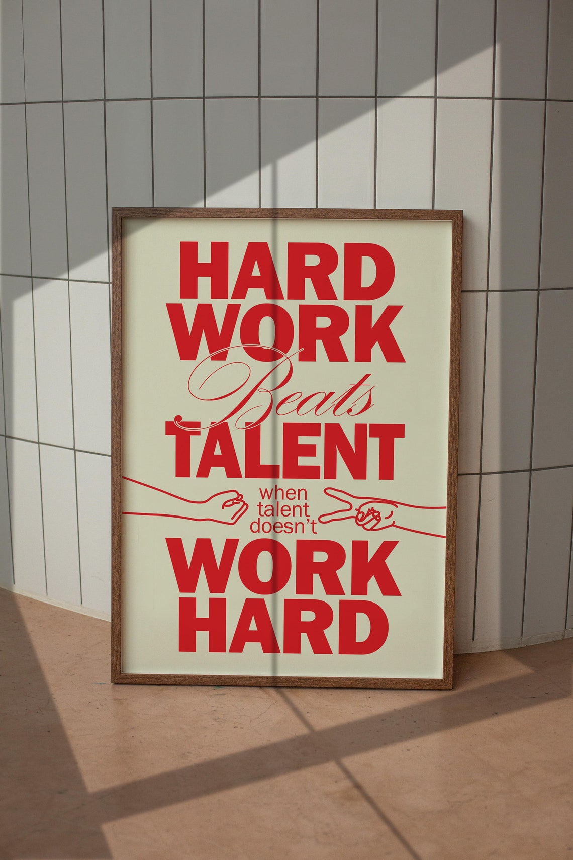 Work Hard Motivational Poster Creative Quote Retro Red Wall Art Typography Art Trendy Room Decor Large Art - Image 5