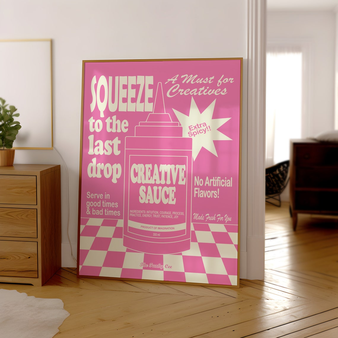 Squeeze Creative Sauce All Pink Retro Condiment Ad Style Poster - Image 3