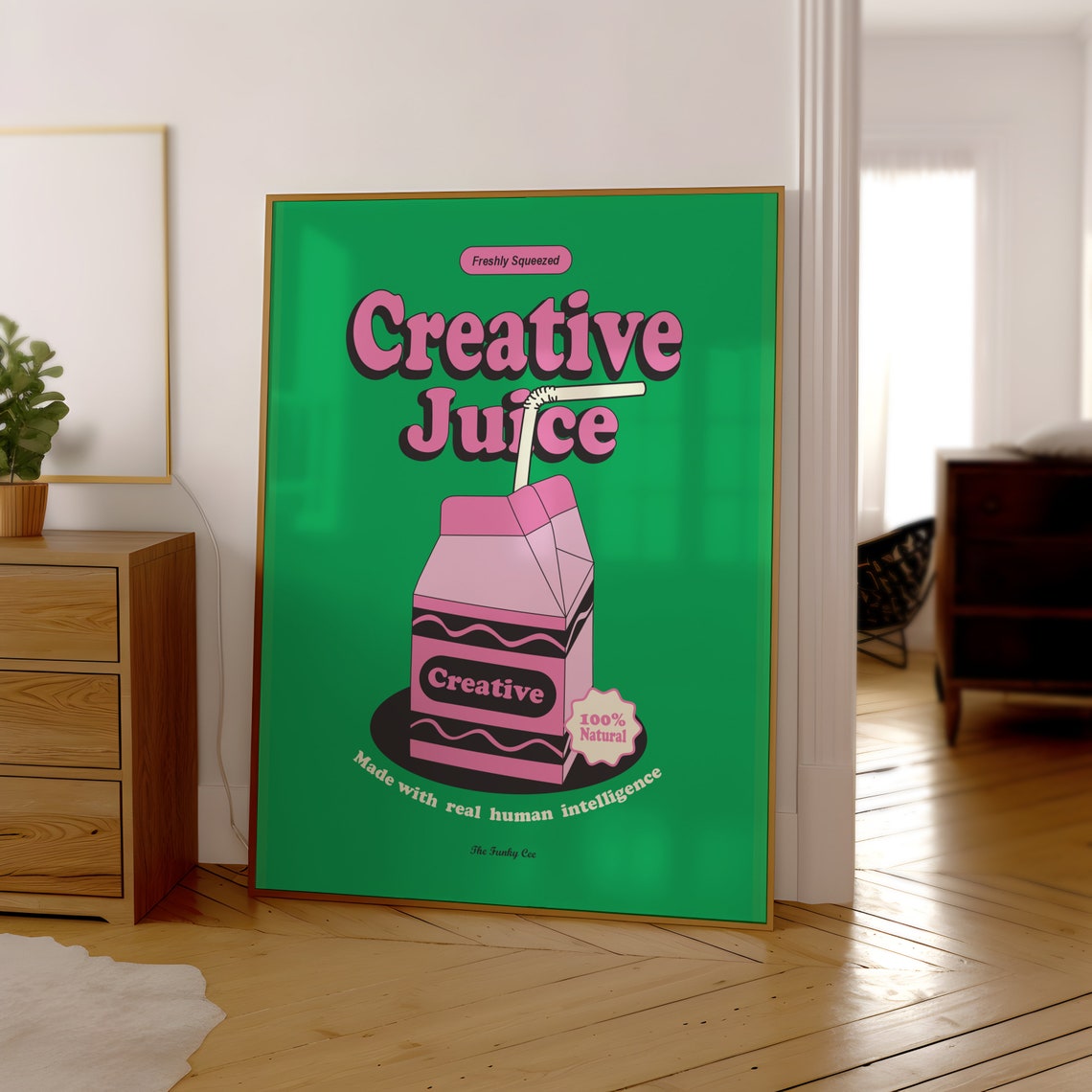 Creative Juice Pink Carton Green Pop Art Retro Creatives Poster - Image 3