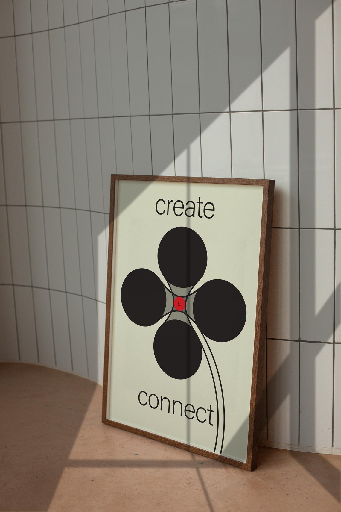 Create To Connect Black Minimalist Clover Modern Art Design Poster - Image 4