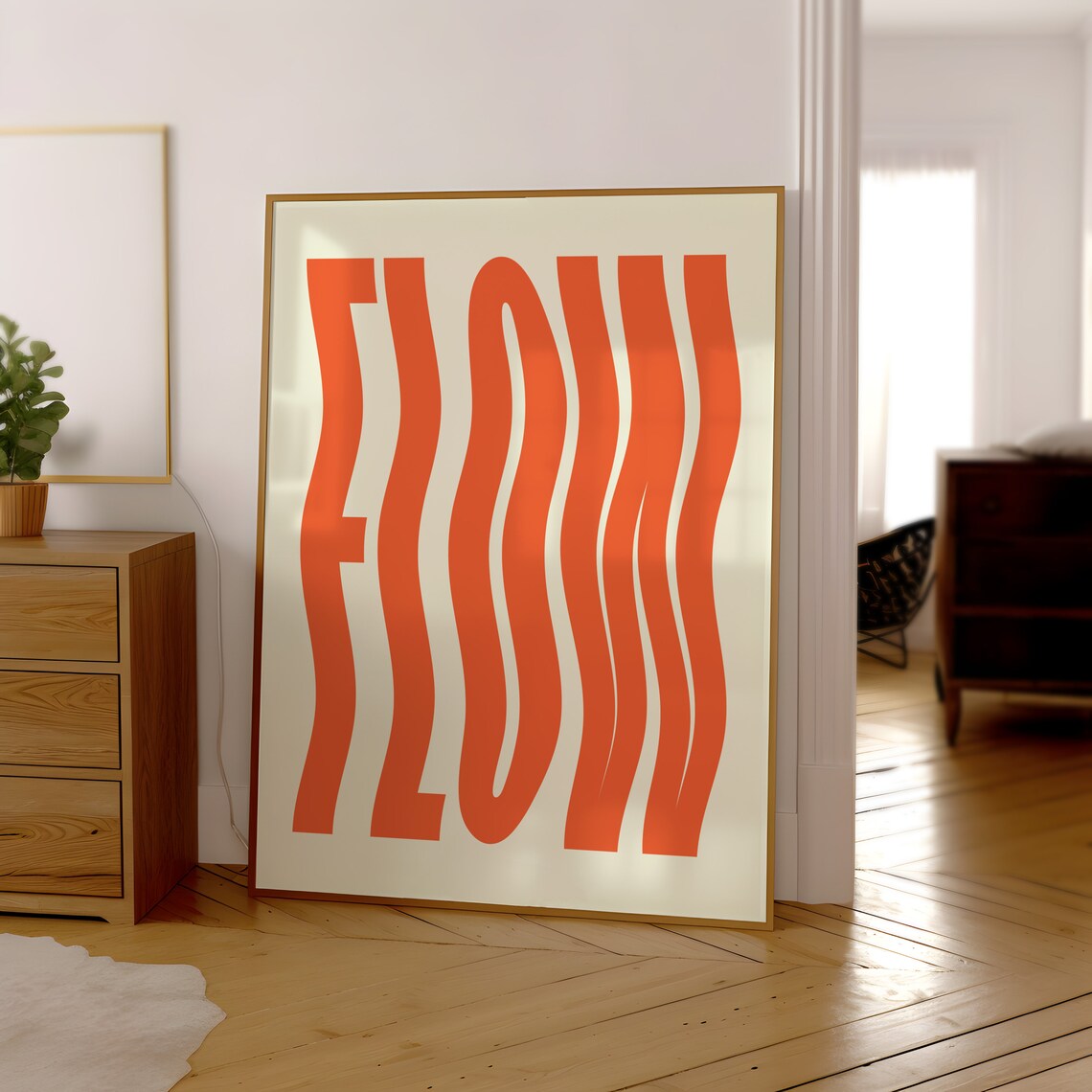 Flow Wavy Print Retro Typography Art Print - Image 3