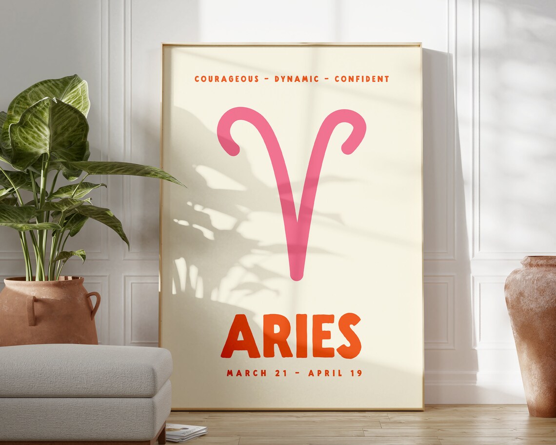 Aries Zodiac Poster Print, Preppy Wall Decor - Image 2