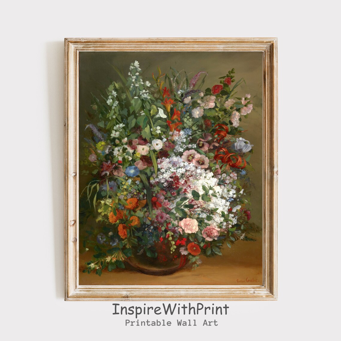 Antique Wildflower Bouquet in Vase Vintage Still Life Poster