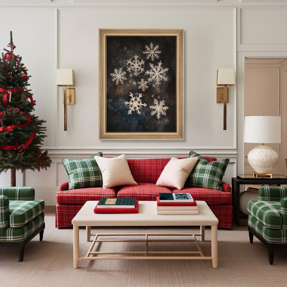 Snowflake Print, Moody Christmas Wall Art