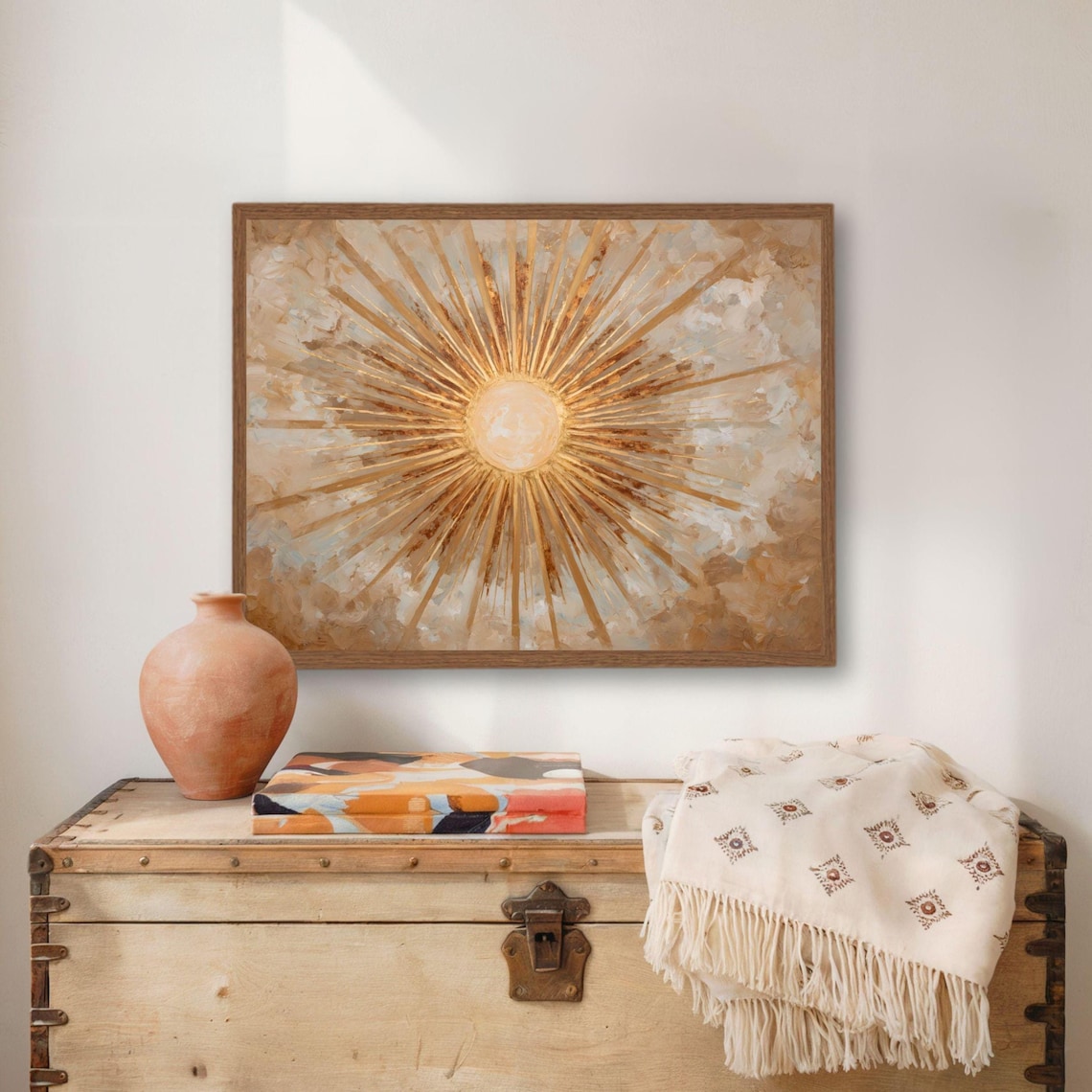 Boho Sun Print, Abstract Sunrise Art Print