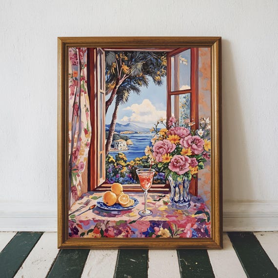 Matisse Open Window Art Coastal Lemon Print Mediterranean Painting Cocktail Modern Exhibition Wall