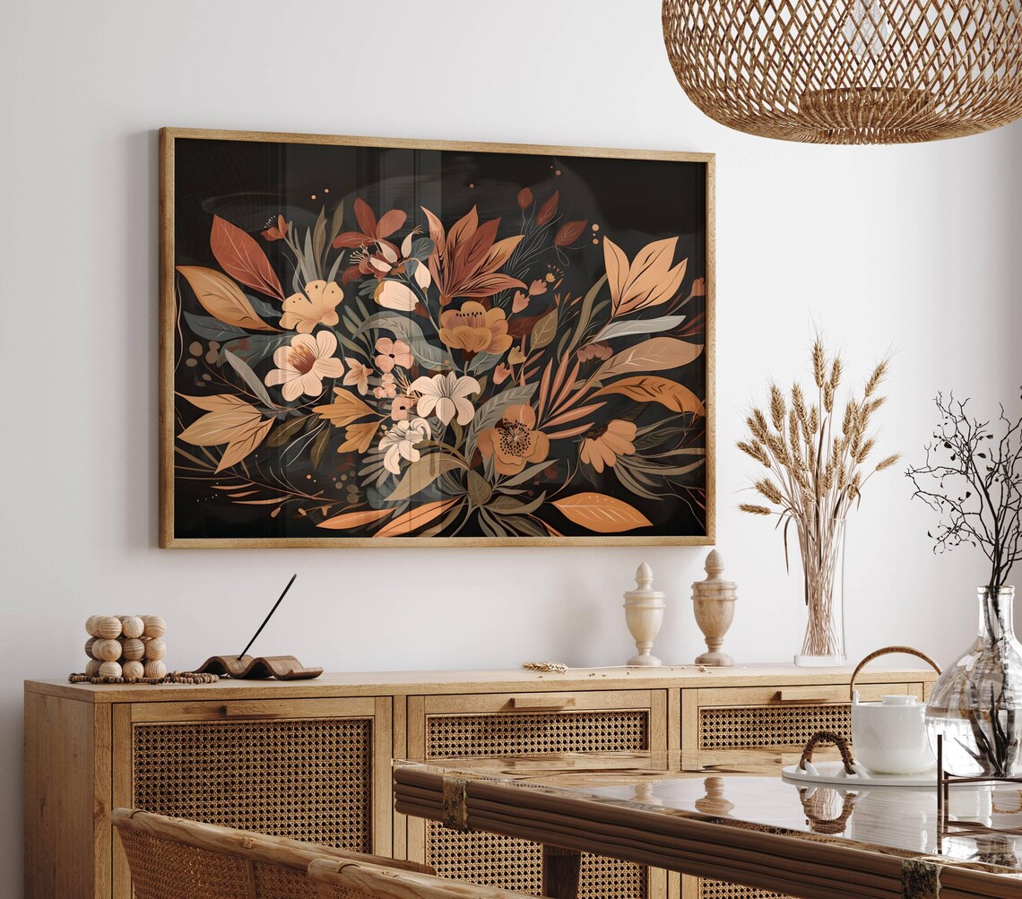 Midcentury Modern Boho Flowers Bouquet Art Print