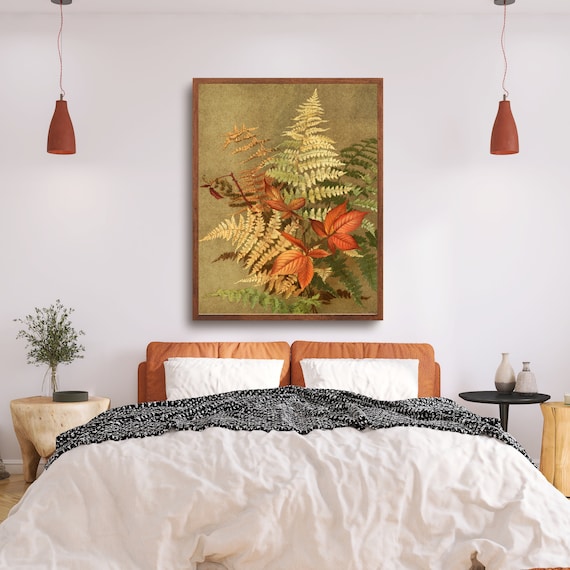 Autumn Fall Leaves And Ferns Vintage Botanical Artwork Poster