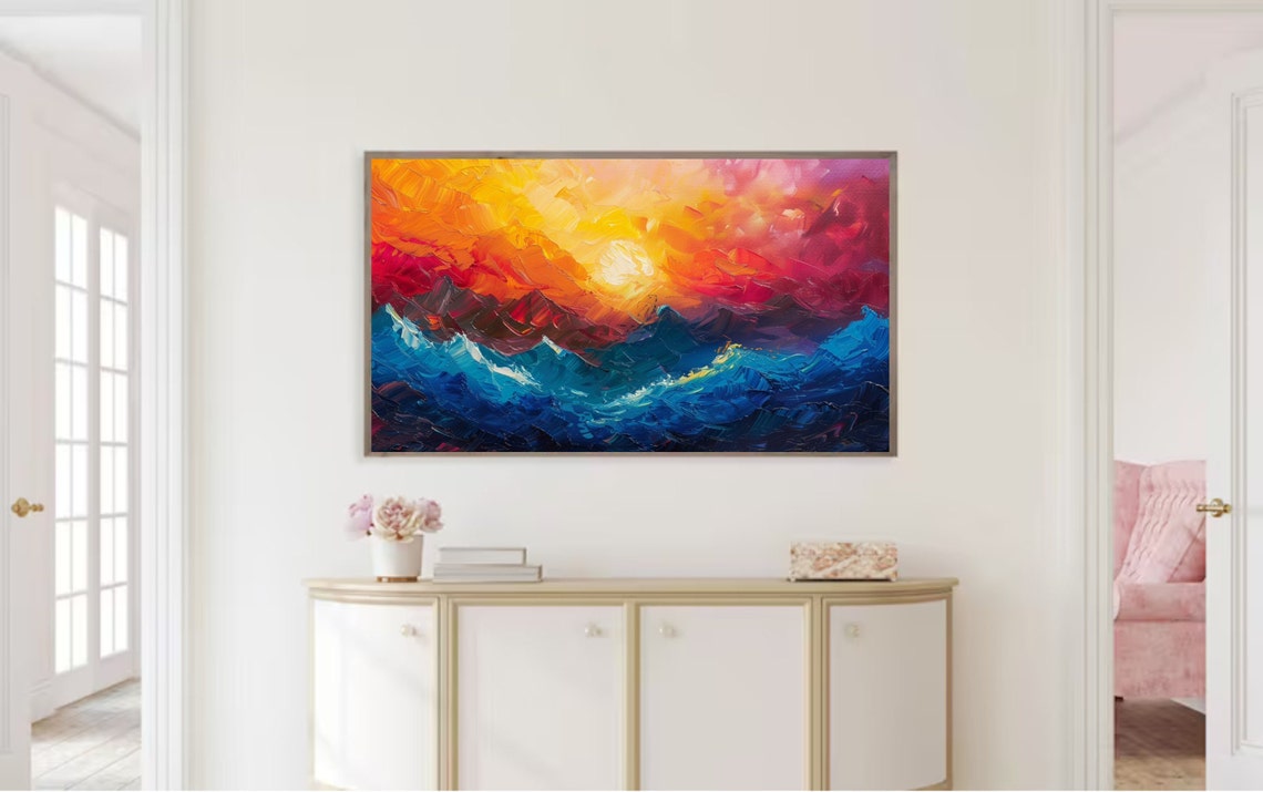 Frame Tv Art Mountain Scene Tv Summer Colorful Tv Art Tv Art Mountains Tv Abstract Art For Tv Abstract Watercolor - Image 2