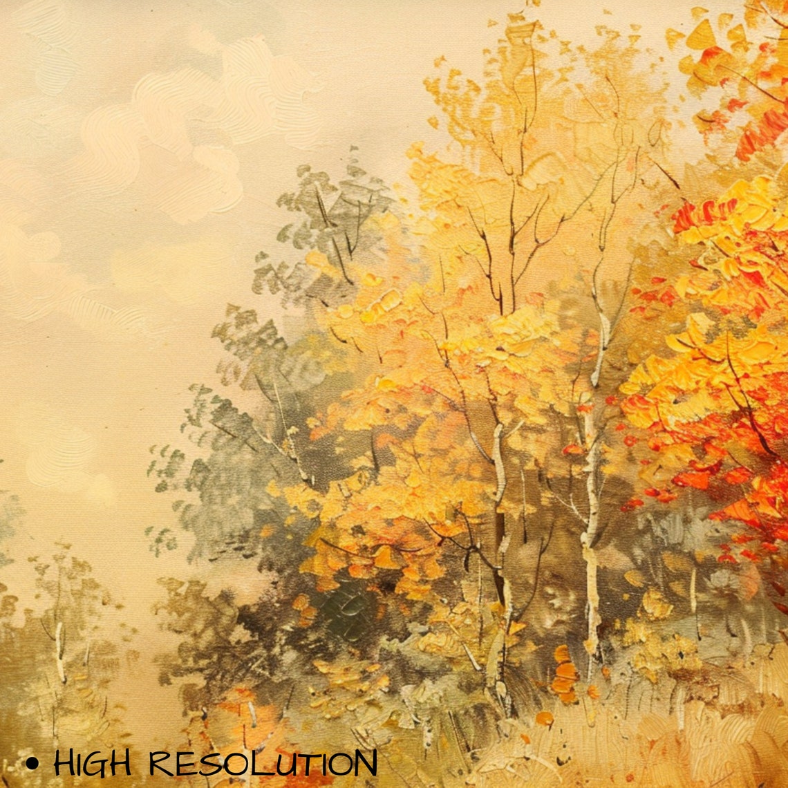 Soft Golden Autumn Trees Pale Sky Impressionist Warm Fall Glow Poster - Image 3