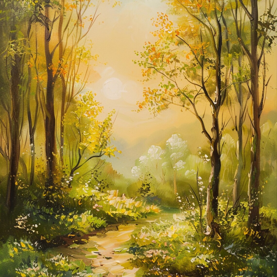 Vintage Spring Meadow, Rustic Country Landscape - Image 3