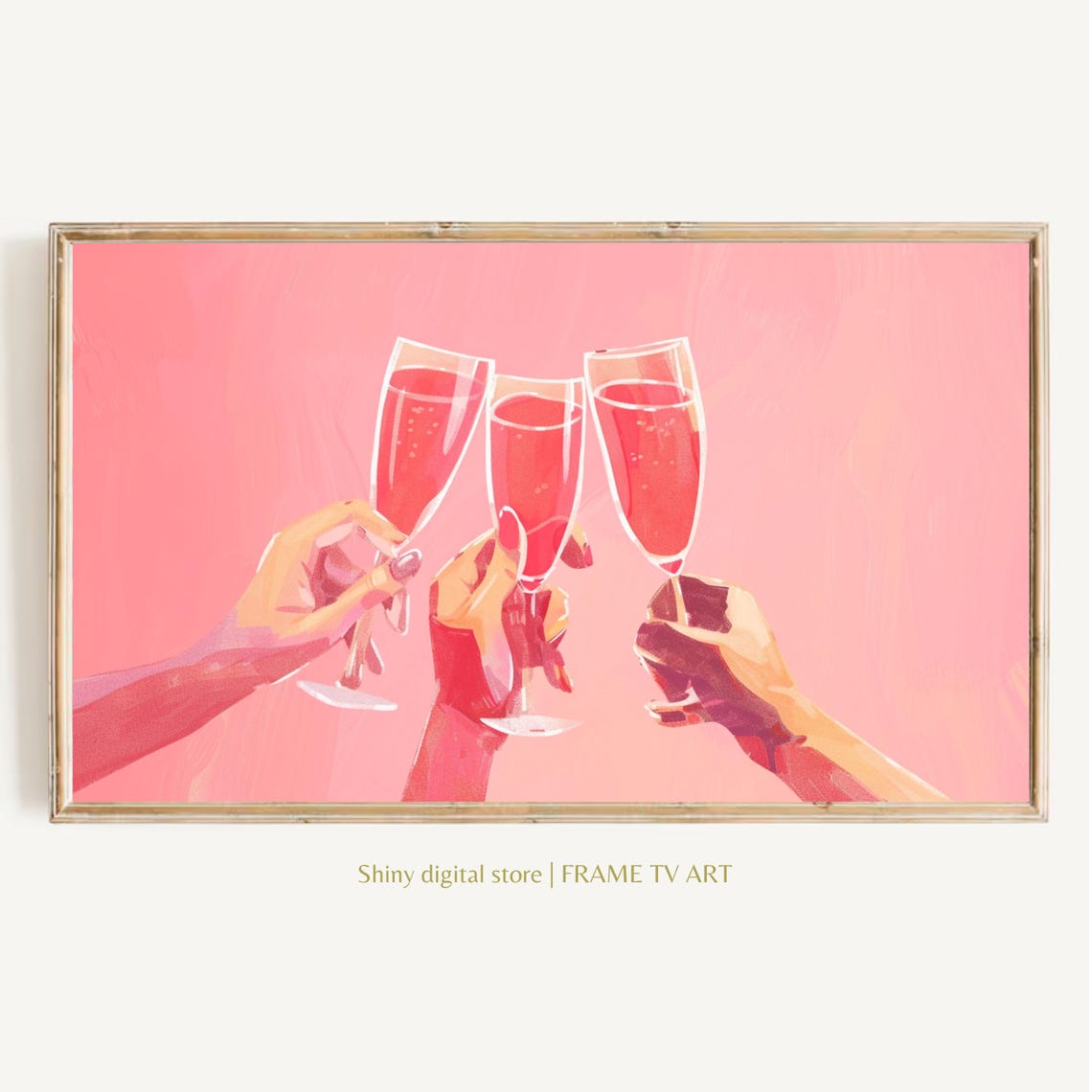 Pink Champagne Toast Girls Night Celebration Art Frame TV Poster