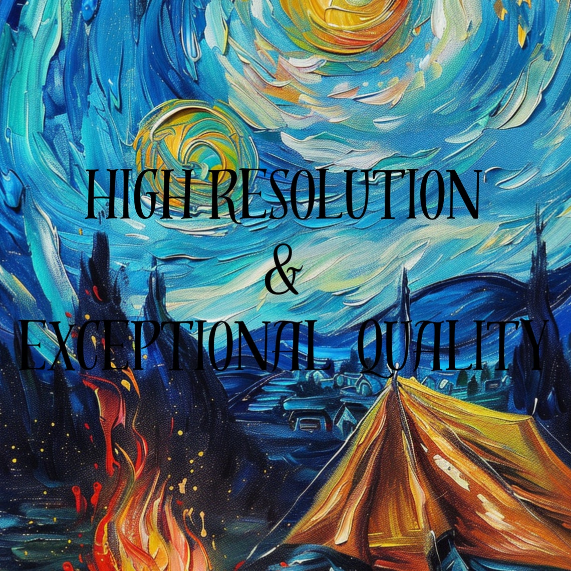 Starry Campsite Art Van Gogh Style Wall Decor Instant For Nature Lovers - Image 3