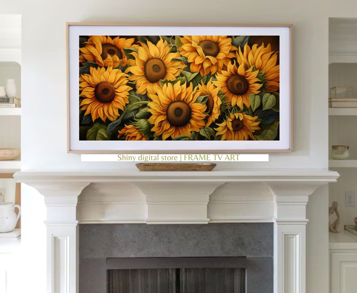 Golden Sunflower Bloom Painting Cheerful Summer Floral Art Print - Image 2
