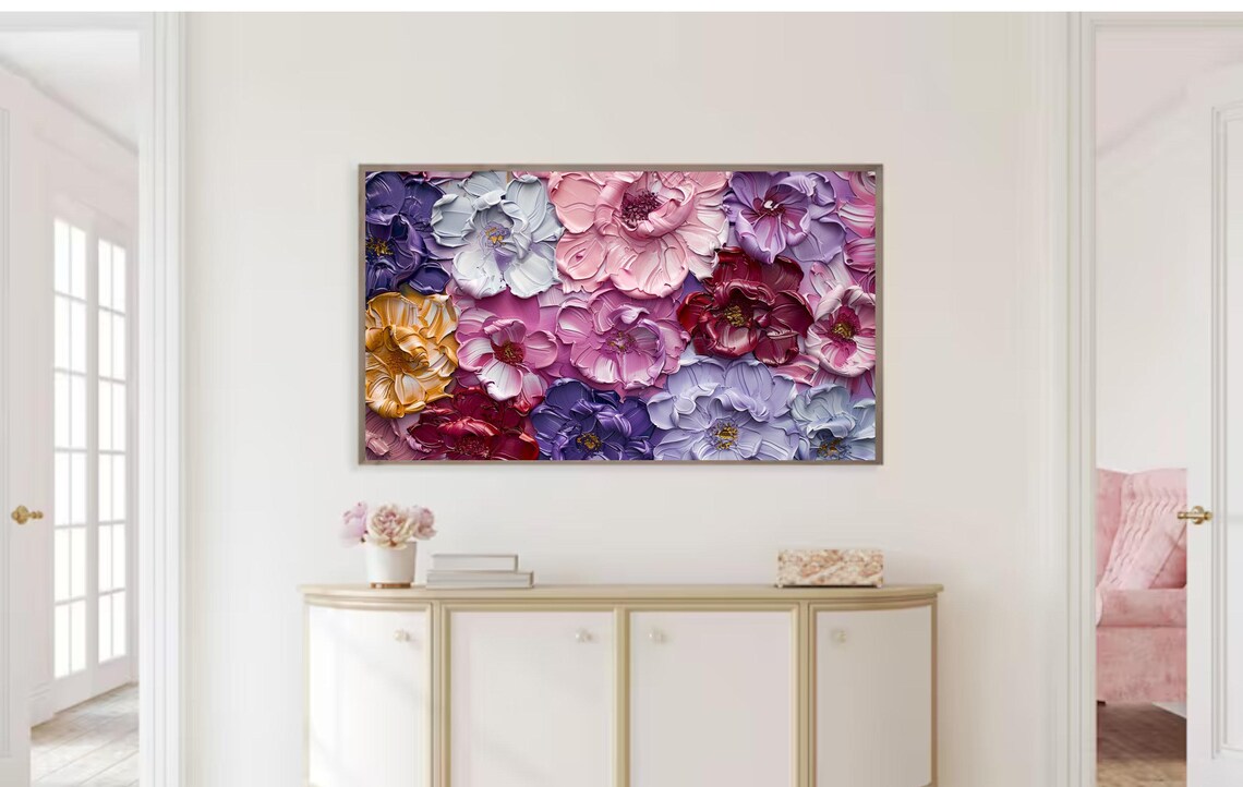 Textured Floral Frame, Summer Spring Botanical Decor - Image 2