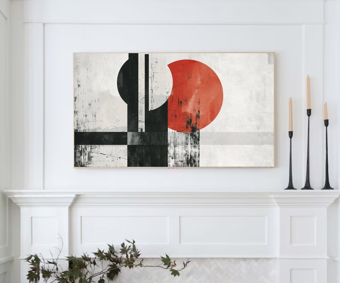 Abstract Modern Shapes, Neutral TV Art Print - Image 2