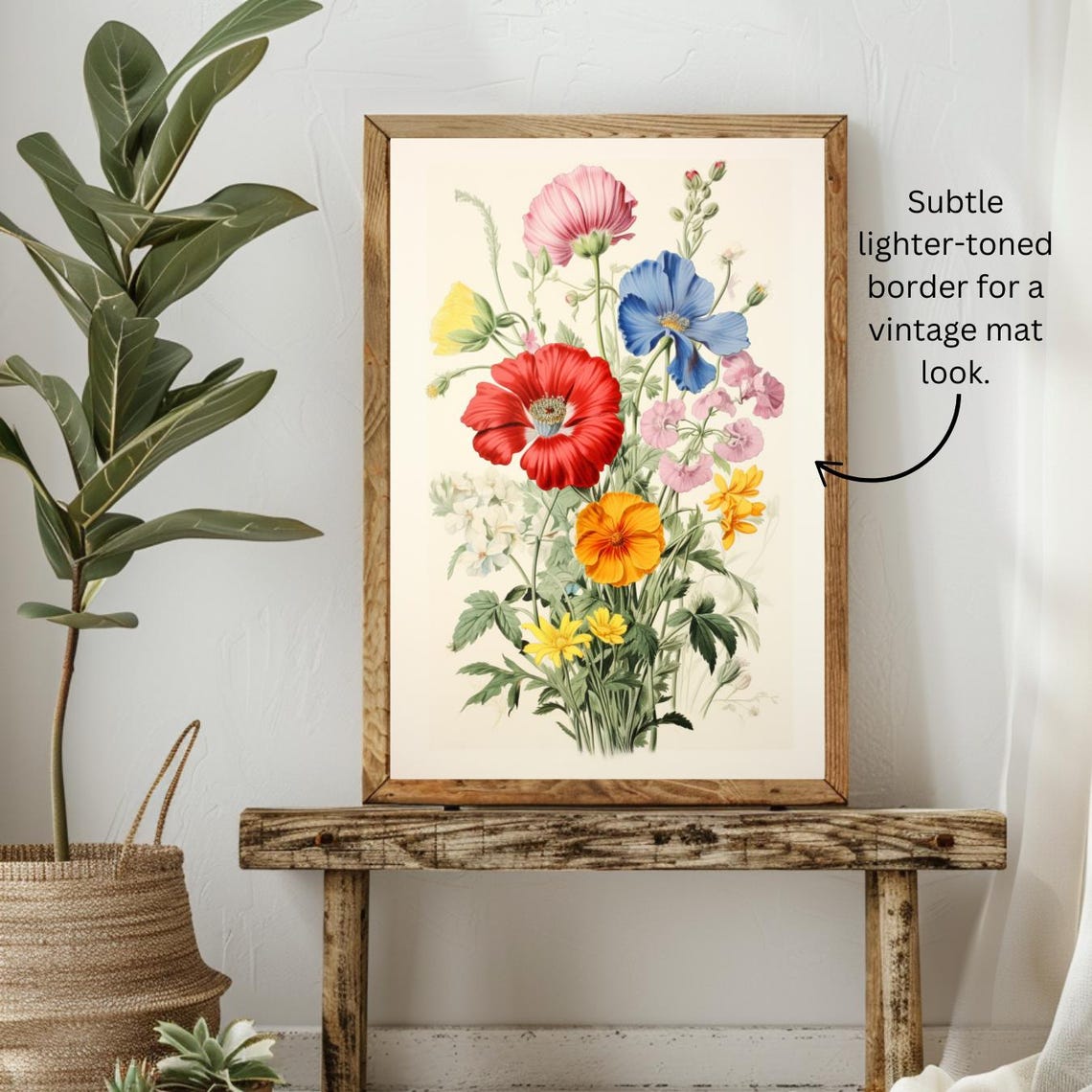 Vintage Floral Print Art Botanical Print Bedroom Wall Art Vintage Botanical Art Farmhouse Cottage Flower Print Wildflowers - Image 3