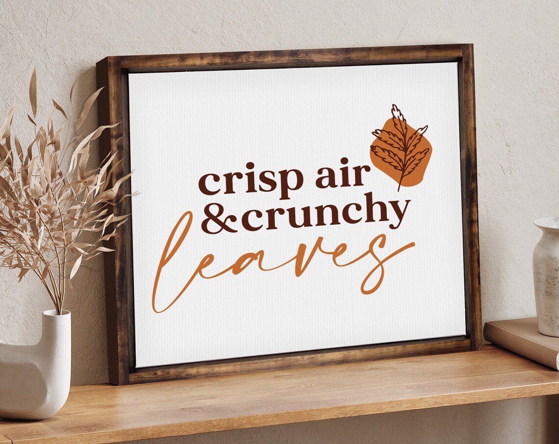 Crisp Air Crunchy Leaves Fall Autumn Seasonal Rustic Wood Wall Poster