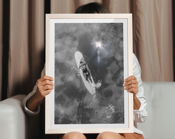 Solitary Surfers Reflection Monochromatic Ocean Photography Peaceful Surfboard Solitude Image