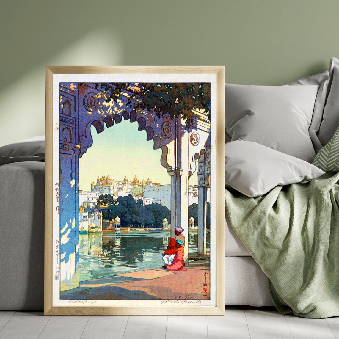 Hiroshi Yoshida Udaipur Castle 1931 Woodblock India Travel Poster - Image 2