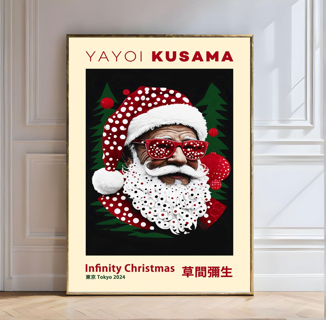 Yayoi Kusama Infinity Christmas Santa Polka Dot Tokyo 2024 Poster
