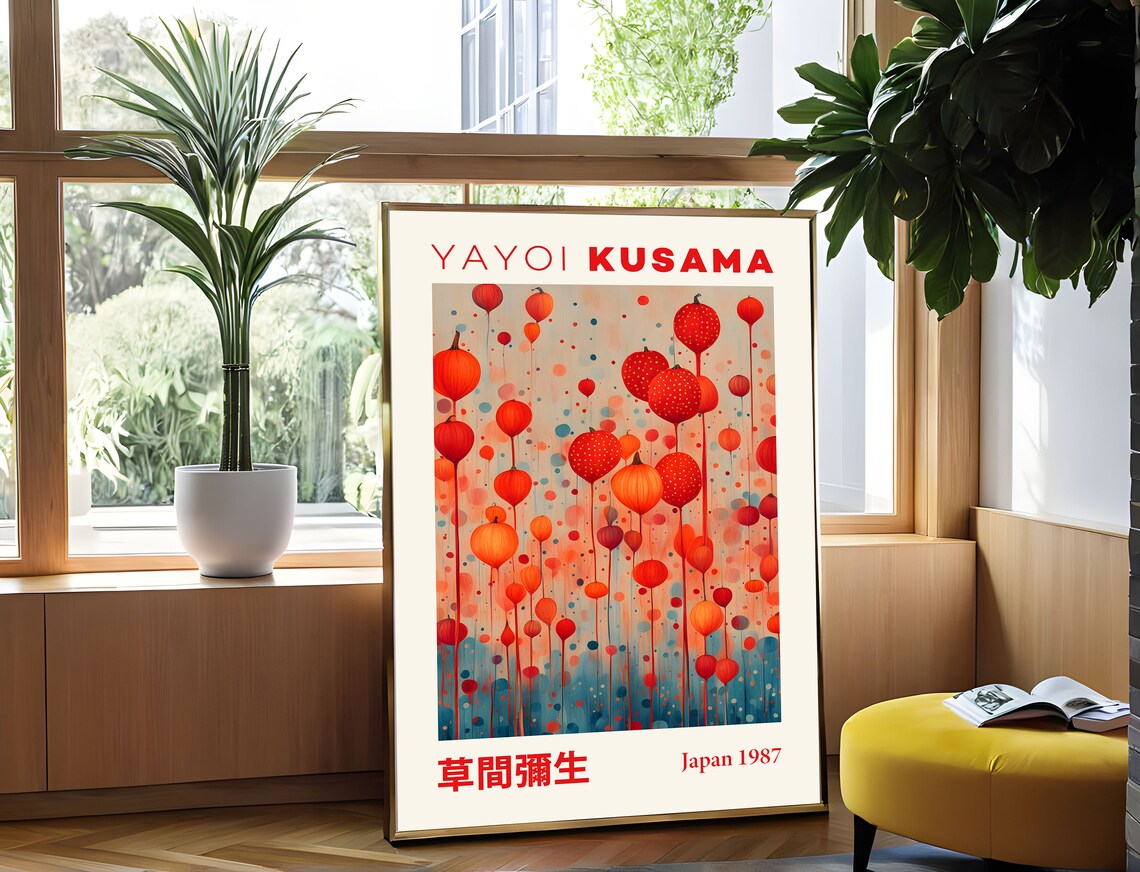 Yayoi Kusama Pumpkin Wonderland Floating Dotted Gourds 1987 Poster - Image 4