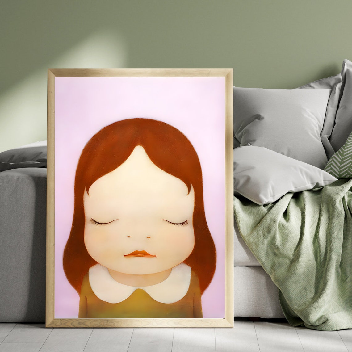 Yoshitomo Nara Unhappily Unhappy Girl Closed Eyes Portrait Poster - Image 4