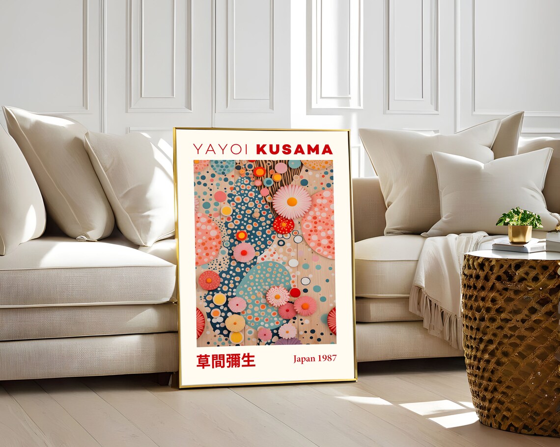 Yayoi Kusama Japan 1987 Vibrant Floral Polka Dot Collage Poster - Image 2