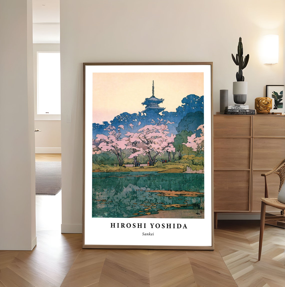 Hiroshi Yoshida Pagoda Cherry Blossoms Pond Japanese Garden Art Poster - Image 4